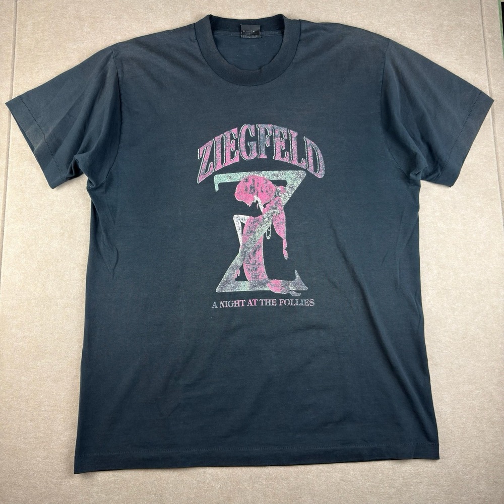 Vintage Screen Stars Best Shirt Men XL Black Ziegfeld Tee Single‎ Stitch USA